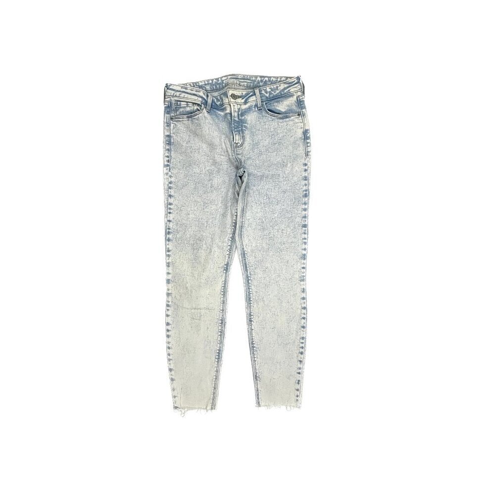 Old Navy Rockstar Super Skinny Ankle Raw Hem Women's size 8 Acid Wash Blue Jeans